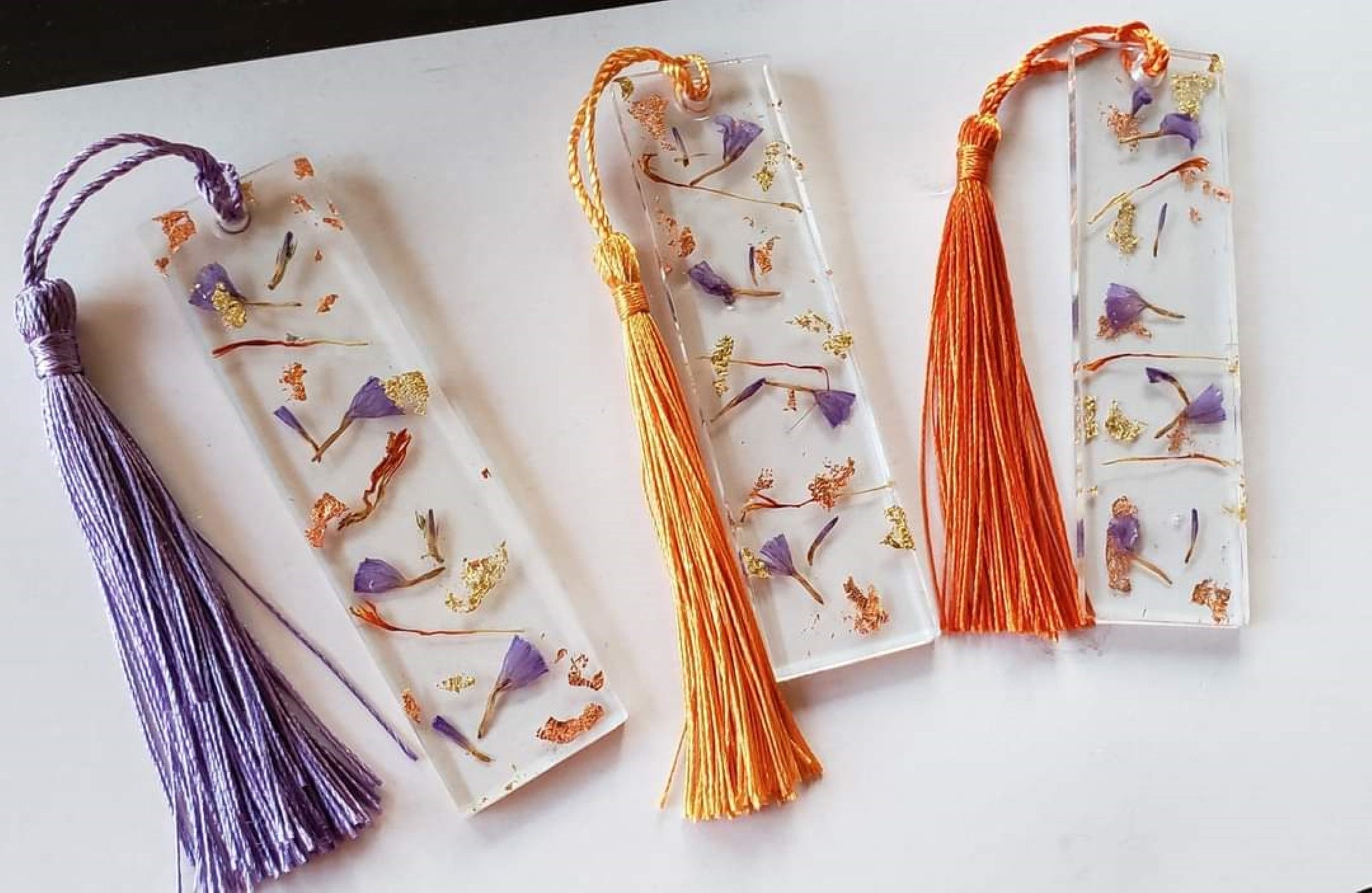 Faux Gold & Watercolor Floral Ribbon Bookmark by PurpleTrail